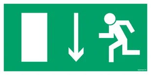 AC053 WYJŚCIE EWAKUACYJNE LEWOSTRONNE W DÓŁ, PS - PŁYTA PCV 1MM FOTOLUMINESCENCYJNA; (200X100MM) - Systemy ekspozycyjne i znaki informacyjne - miniaturka - grafika 1