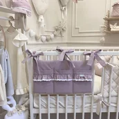 Organizery na łóżeczko - ORGANIZER Z FALBANKĄ I KORONKĄ SZARA LAWENDA - miniaturka - grafika 1