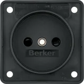 Gniazdka elektryczne - Berker Integro Flow Berker Gniazdo bez uziemieniaz podwyższona ochroną styków, mechanizm, czarny, mat - miniaturka - grafika 1