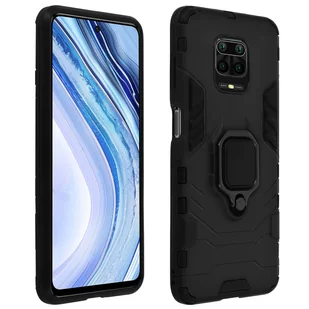 Odporne na wstrząsy hybrydowe etui Redmi Note 9 Pro Max z metalową podstawką pierścieniową w kolorze czarnym - Etui i futerały do telefonów - miniaturka - grafika 1