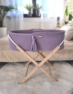 Łóżeczka i kojce - Kosz Mojżesza BOHO Handmade ze stojakiem lila - miniaturka - grafika 1