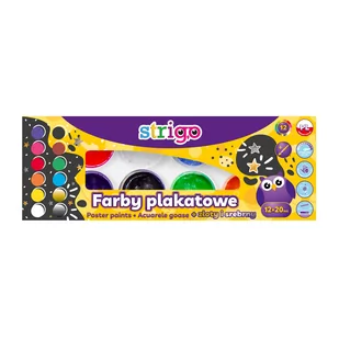 Farby Plakatowe Strigo, 12 Kolorów Z Kolorem Złotymi Srebrnym - Farby i media malarskie - miniaturka - grafika 1