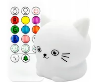 Lampy stojące - Lampka Nocna Kotek Kot Dzieci Kolorowa Silikon Rgb - miniaturka - grafika 1