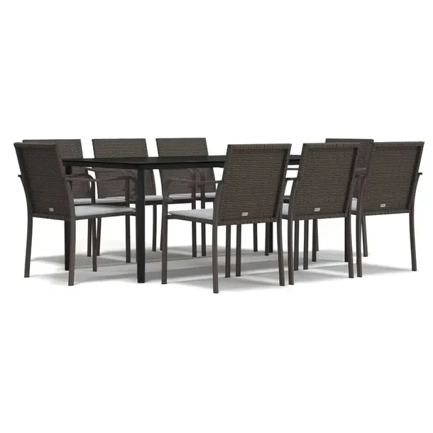 Zestaw Mebli Ogrodowych Rattan PE i Stal, Stół 200x100 cm, 8 Krzeseł, Br