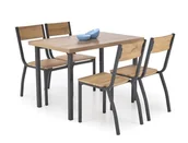 Stoły - Stół z czterema krzesłami zestaw MILTON naturalny / czarny - miniaturka - grafika 1