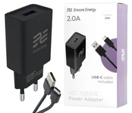 Ładowarki do telefonów - Nowa ładowarka sieciowa Encore Energy USB-A 10W + kabel USB-C ładowarka uniwersalna MD-1083RC - miniaturka - grafika 1