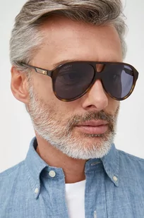 Gucci okulary przeciwsłoneczne męskie kolor brązowy - Okulary przeciwsłoneczne - miniaturka - grafika 1