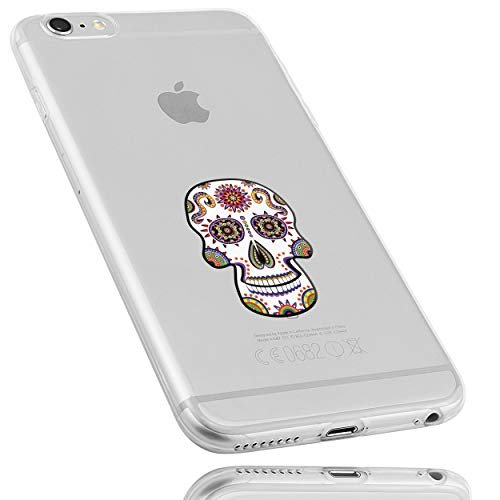 mumbi Etui kompatybilne z iPhone 6 / 6S etui na telefon komórkowy cienkie z motywem Calavera białe, kolorowe, przezroczyste