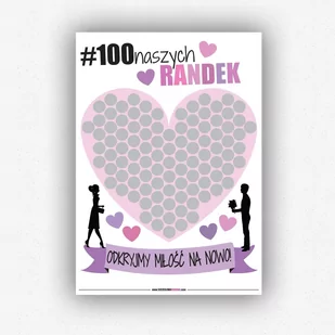 Plakat zdrapka dla par 100 naszych randek. Plakat - w tubie - Dewocjonalia - miniaturka - grafika 1