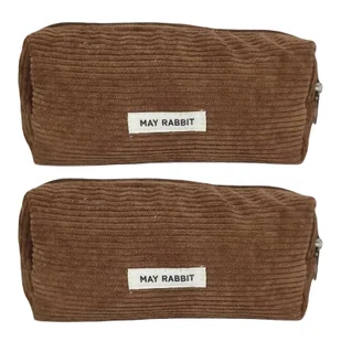 2 sztuk sztruksowy piórnik duża komora, uniwersalny piórnik piórnik torba podróżna do przechowywania makijażu dla dziewczyny kobiety brązowy - Torby podróżne 2 sztuk sztruksowy piórnik duża komora, uniwersalny piórnik piórnik torba podróżna do przechowywania makijażu dla dziewczyny kobiety brązowy - Torby podróżne - miniaturka - grafika 1