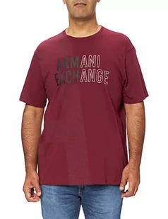 Armani Exchange Męski t-shirt z dużym logo Black and White, Zinfandel, M - Koszulki męskie - miniaturka - grafika 1