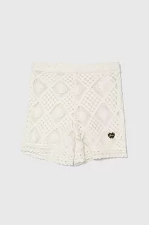 Spodnie i spodenki dla dziewczynek - Guess szorty bawełniane dziecięce kolor biały gładkie - grafika 1