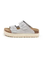 Klapki i japonki damskie - SABOKETS Skórzane klapki w kolorze szarym - miniaturka - grafika 1