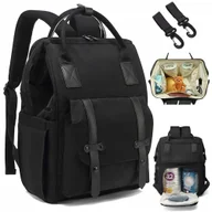 Torebki damskie - Torba Do Wózka Plecak Dla Mamy Taty Organizer Podróżny Przewijak 3W1 Czarny - miniaturka - grafika 1