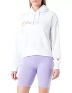 Bluzy damskie - Champion Damska bluza z kapturem Legacy Color Ground Powerblend Logo Boxy, biała, XXL - miniaturka - grafika 1