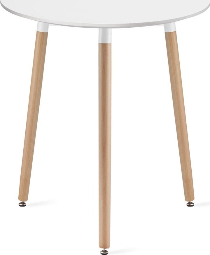 Leobert Stół KAMI Okrągły 60cm - biały / naturalne nogi