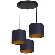 Lampy sufitowe - Luminex Arden 3570 Lampa wisząca zwis 3x60W E27 czarny/niebieski/złoty - miniaturka - grafika 1