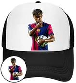 Czapki i chusty sportowe męskie - Czapka z Daszkiem Lamine Yamal Czarna z Nadrukiem Siatka Bejsbolówka - miniaturka - grafika 1