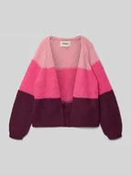Swetry dla dziewczynek - Kardigan o luźnym kroju w stylu ColorBlocking model ‘NORDIC’ - miniaturka - grafika 1