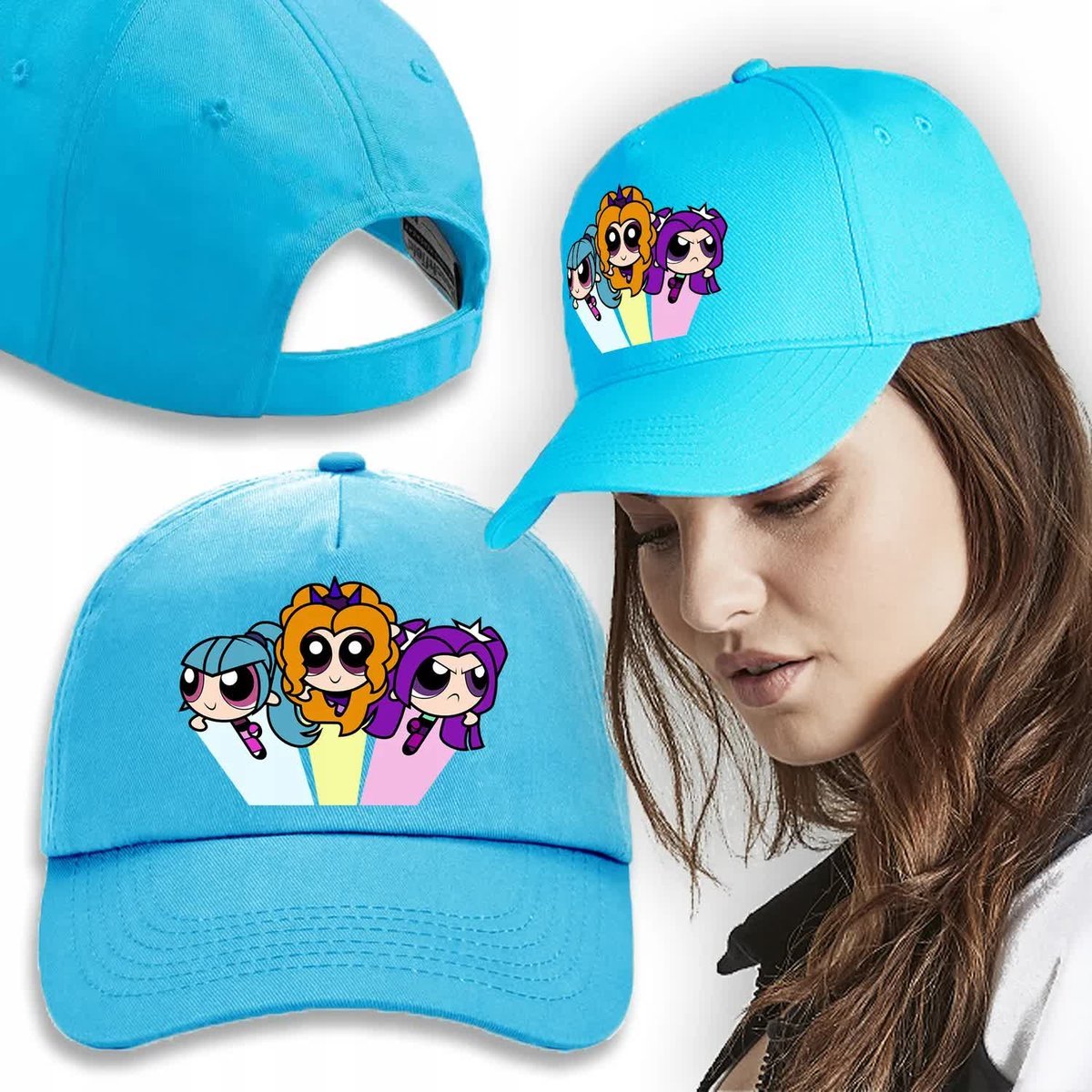 CZAPKA Niebieska Daszek Na Wiosnę PUFF GIRL Wzory