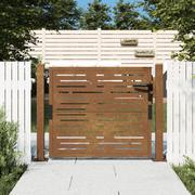 Bramy garażowe - vidaXL Furtka ogrodowa, 105x105 cm, stal kortenowska, motyw prostokąty - miniaturka - grafika 1