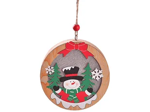 Lampka świąteczna BELINE drewniana bałwanek okrągła - Oświetlenie świąteczne - miniaturka - grafika 1