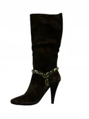 Kozaki damskie - Brązowe kozaki na obcasie TwoLips 36 - miniaturka - grafika 1