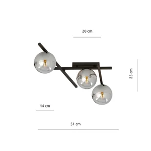 Emibig Lighting czarny krótki żyrandol srebrne klosze SMART 3 BLACK/GRAFIT 1104/3 nowoczesna lampa sufitowa szklane chromowane kule 1104/3 - Lampy sufitowe - miniaturka - grafika 6