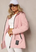 Kurtki damskie - Różowa Parka Kurtka Taliowana z Kapturem i Ściągaczkami Anivri - miniaturka - grafika 1