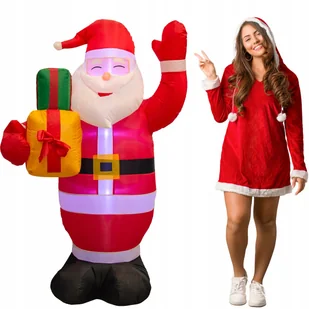 MIKOŁAJ dmuchany ŚWIECĄCY DUŻY pompowany LED 150 cm - Ozdoby bożonarodzeniowe - miniaturka - grafika 1