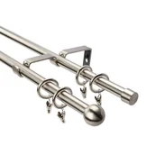 Karnisze - Karnisz kulka podwójny 16 mm 240 cm srebrny - miniaturka - grafika 1