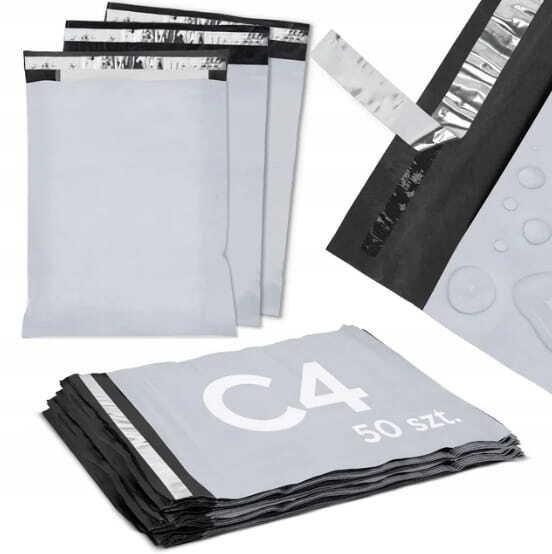 Foliopaki Kurierskie C4 240 x 325 mm 50 szt Foliopak Duże Koperty Foliowe