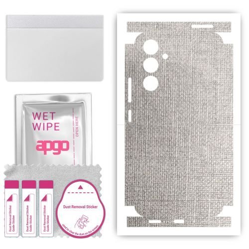 folia naklejka skórka strukturalna na TYŁ+BOKI do Samsung Galaxy A54 - Tkanina Denim Szary - apgo SKINS