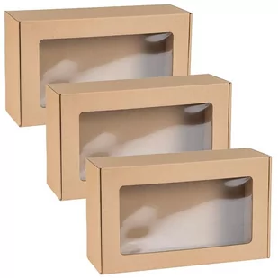 Prostokątne pudełko fasonowe z okienkiem, pudełko prezentowe 35x20x10 cm x3 - Zestawy upominkowe - miniaturka - grafika 1