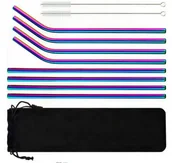 Słomki do napojów - Słomki Eko Rurki Wielorazowe Metalowe Czyścik - miniaturka - grafika 1