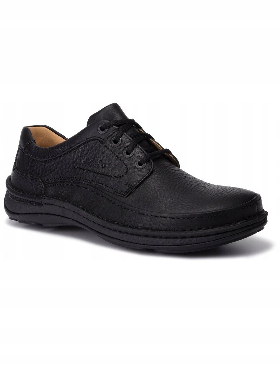 CLARKS PÓŁBUTY SKÓRZANE MĘSKIE CZARNE SZNUROWANE 43 16GA