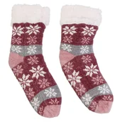 Skarpetki damskie - Skarpety ocieplane w świąteczny wzór czerwone - miniaturka - grafika 1