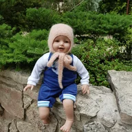 Czapki dla dzieci - Czapka Kapturek piaskowy alpaka/jedwab - miniaturka - grafika 1