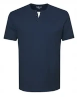 Koszulki męskie - T-SHIRT Męski Koszulka w Serek GRANATOWA Gruba Bawełna IRON XXL Pako Jeans - miniaturka - grafika 1