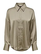 Bluzki damskie - ONLY Onlmarta Ls Oversize Satin Shirt WVN bluzka damska, Weathered Teak, S - miniaturka - grafika 1