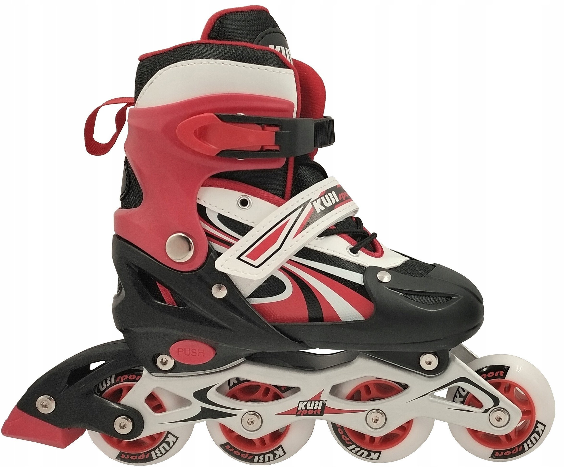 Rolki dla Dzieci Dziecięce Regulowane Czerwone Solidne KUBISPORT r. 31-24