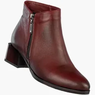 Botki damskie - Botki Damskie Skórzane Eleganckie Buty Na Klocku Zimowe Bordowe Darex B355/2 37 Bordowy - miniaturka - grafika 1