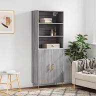 Witryny - vidaXL Witrynka szary dąb sonoma 69,5x34x180cm materiał drewnopochodny - miniaturka - grafika 1