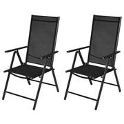Fotele i krzesła ogrodowe - vidaXL vidaXL Składane aluminiowe krzesła ogrodowe 2 szt Czarne - miniaturka - grafika 1