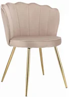 Krzesła - Beżowe krzesło tapicerowane welurem - Ria - miniaturka - grafika 1