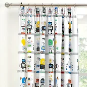 Firany i zasłony dla dzieci - Bedlam - Roboty - dzieci para zasłon plisowanych ołówków - 168 x 183 cm w kolorze niebieskim - miniaturka - grafika 1