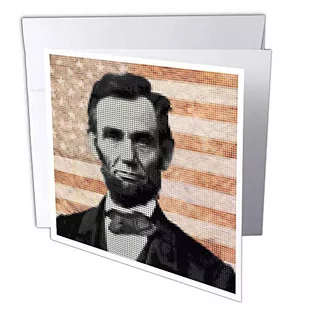 3dRose 3dRose gc_38565_1 15 x 15 cm"Abraham Lincoln - prezydent Abraham Lincoln, zaprojektowana przy użyciu fajnego efektu pikseli" kartka okolicznościowa (opakowanie 6 sztuk) gc_38565_1 - Kartki okolicznościowe i zaproszenia - miniaturka - grafika 1