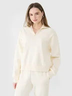Bluzy damskie - 4F Bluza dresowa nierozpinana bez kaptura damska - biała L - miniaturka - grafika 1