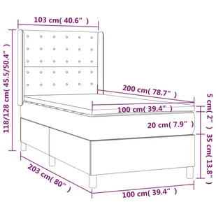 Lumarko Łóżko kontynentalne z materacem i LED, biała ekoskóra 100x200cm - Łóżka - miniaturka - grafika 9