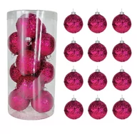 Bombki - BOMBKI CHOINKOWE PLASTIKOWE RÓŻOWE BROKATOWE 50 MM ZESTAW 12 SZT BOMBKI I OZDOBY CHOINKOWE - miniaturka - grafika 1